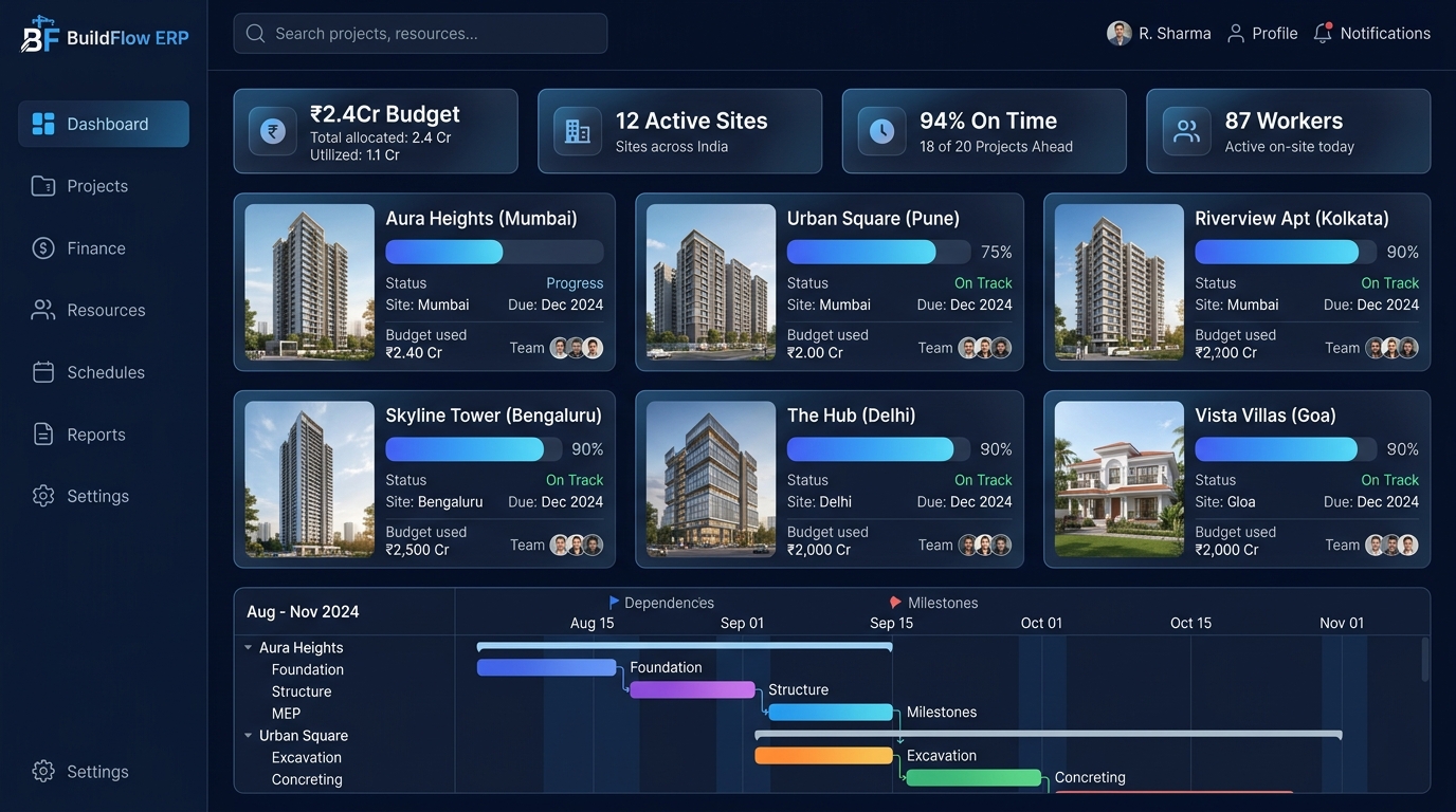 BuildFlow ERP Dashboard Preview